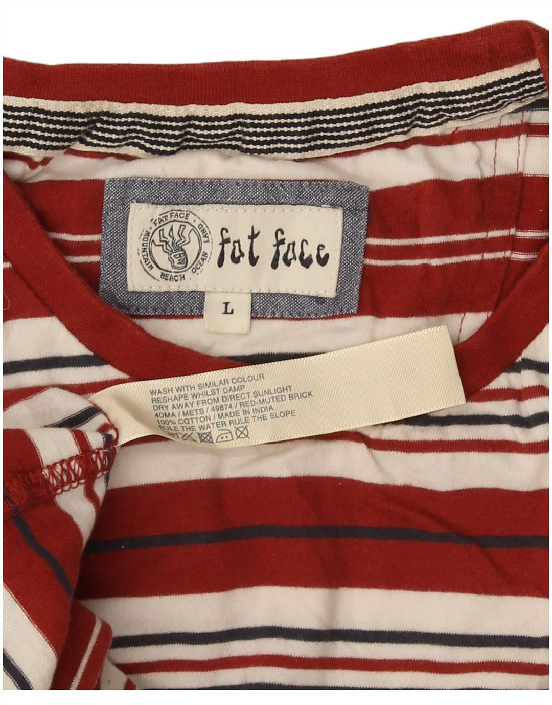 T-shirt męski Fat Face, duży, bawełniany w czerwone paski