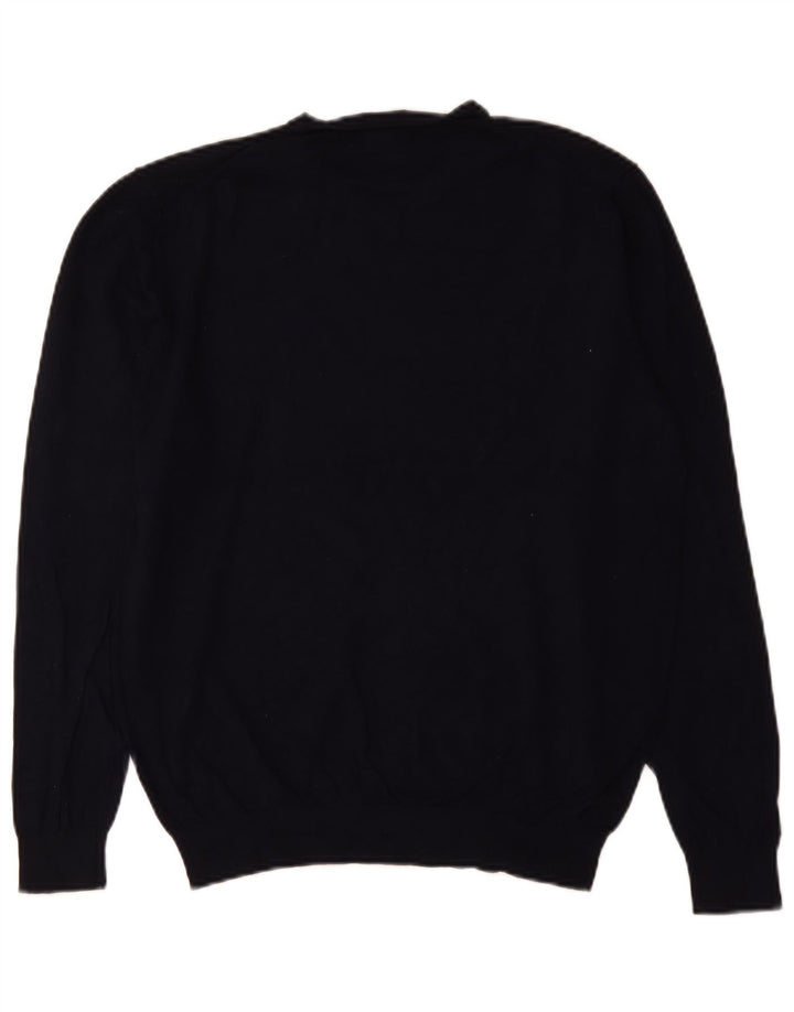 Męski sweter Zara z dekoltem w kształcie litery V, średni granatowy