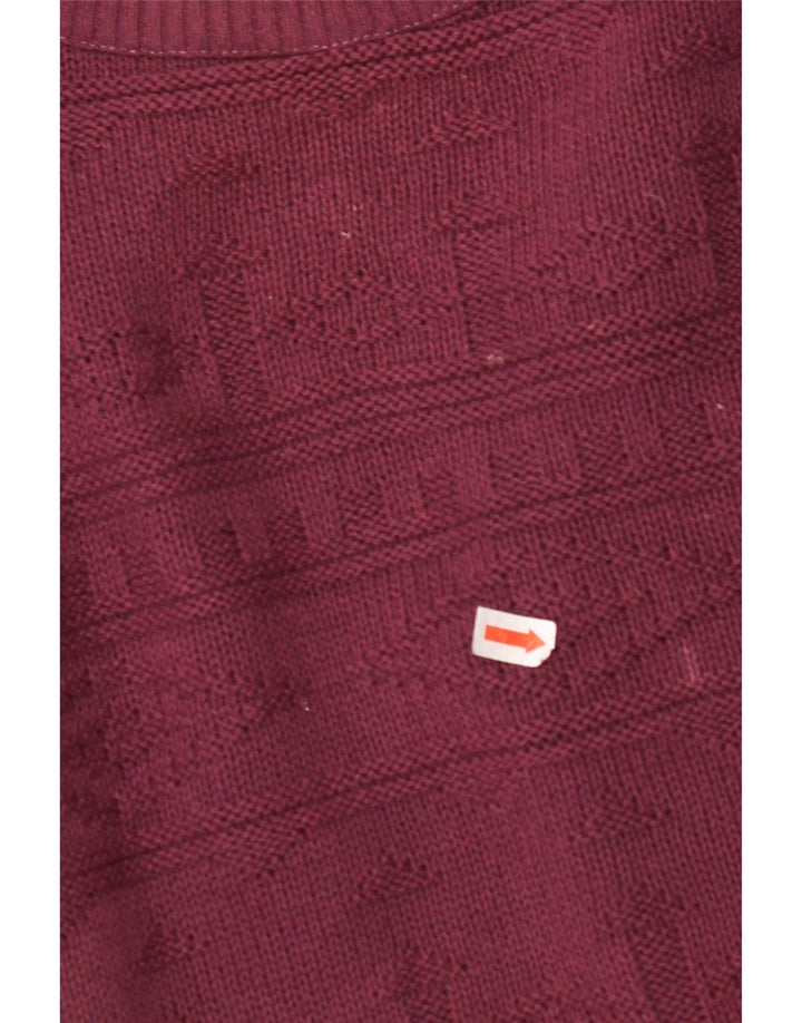 Męski sweter z okrągłym dekoltem w stylu VINTAGE, duży, bordowy