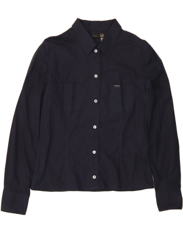 GAS Womens Shirt UK 16 Large Navy Blue Cotton