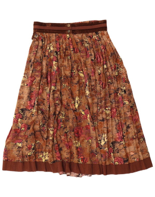 Damska plisowana, rozkloszowana spódnica Seminole IT 44 Medium W28 Brązowa wiskoza w kwiaty