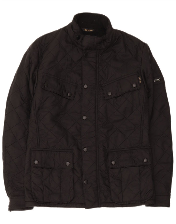 Męska pikowana kurtka Barbour UK 36, mała, czarna, poliestrowa