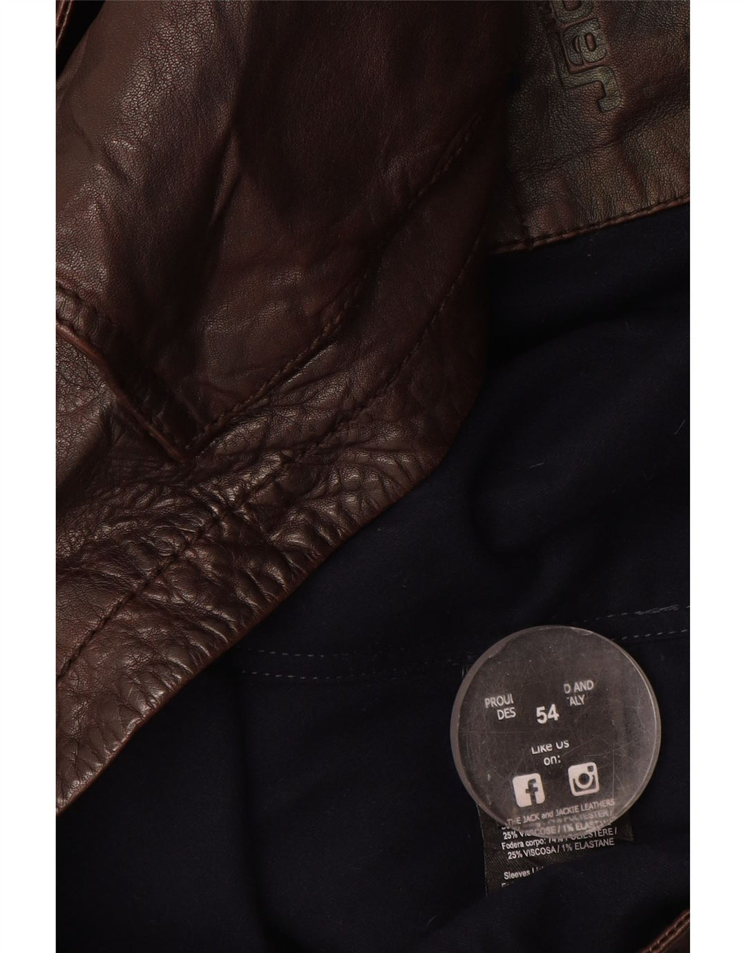 Vintage męska kurtka skórzana IT 54 2XL brązowa skóra