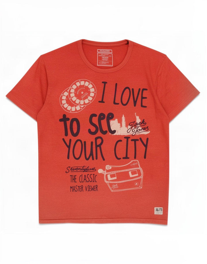 Męski T-shirt z grafiką Jack & Jones, duży, czerwony