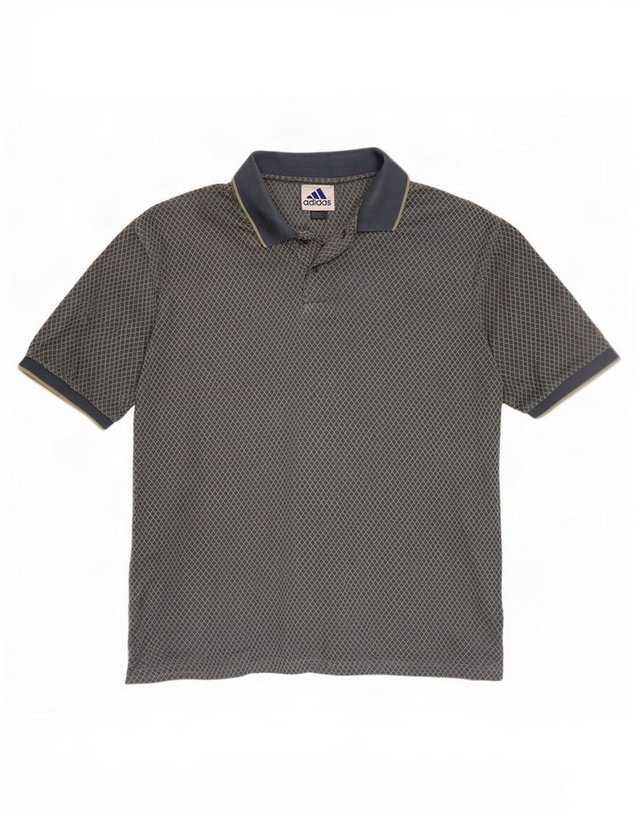 Męska koszulka polo Adidas, duża, szara tkanina argyle/diamentowa bawełna