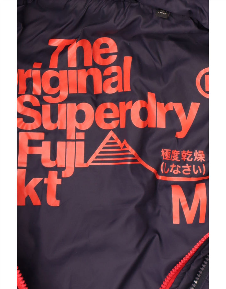 Damska wyściełana kurtka z kapturem Superdry UK 12, średni granatowy nylon