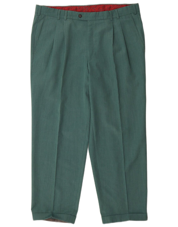 Męskie spodnie garniturowe w stylu vintage IT 54 2XL W38 L30 Zielony poliester
