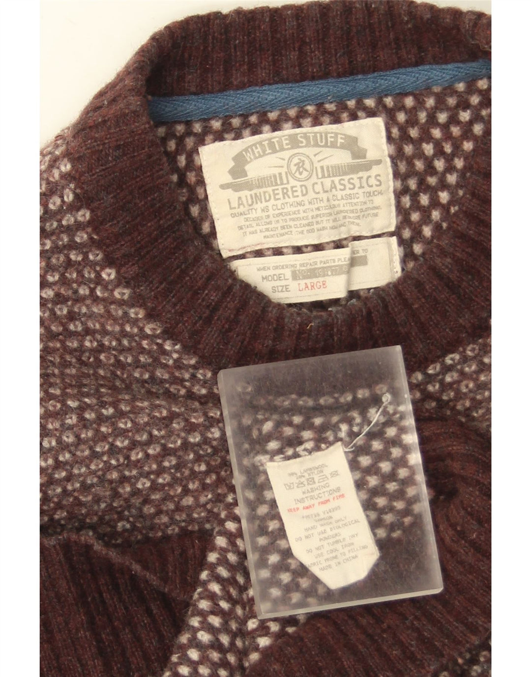 Damski sweter z okrągłym dekoltem White Stuff UK 14, duży, brązowy, z owczej wełny