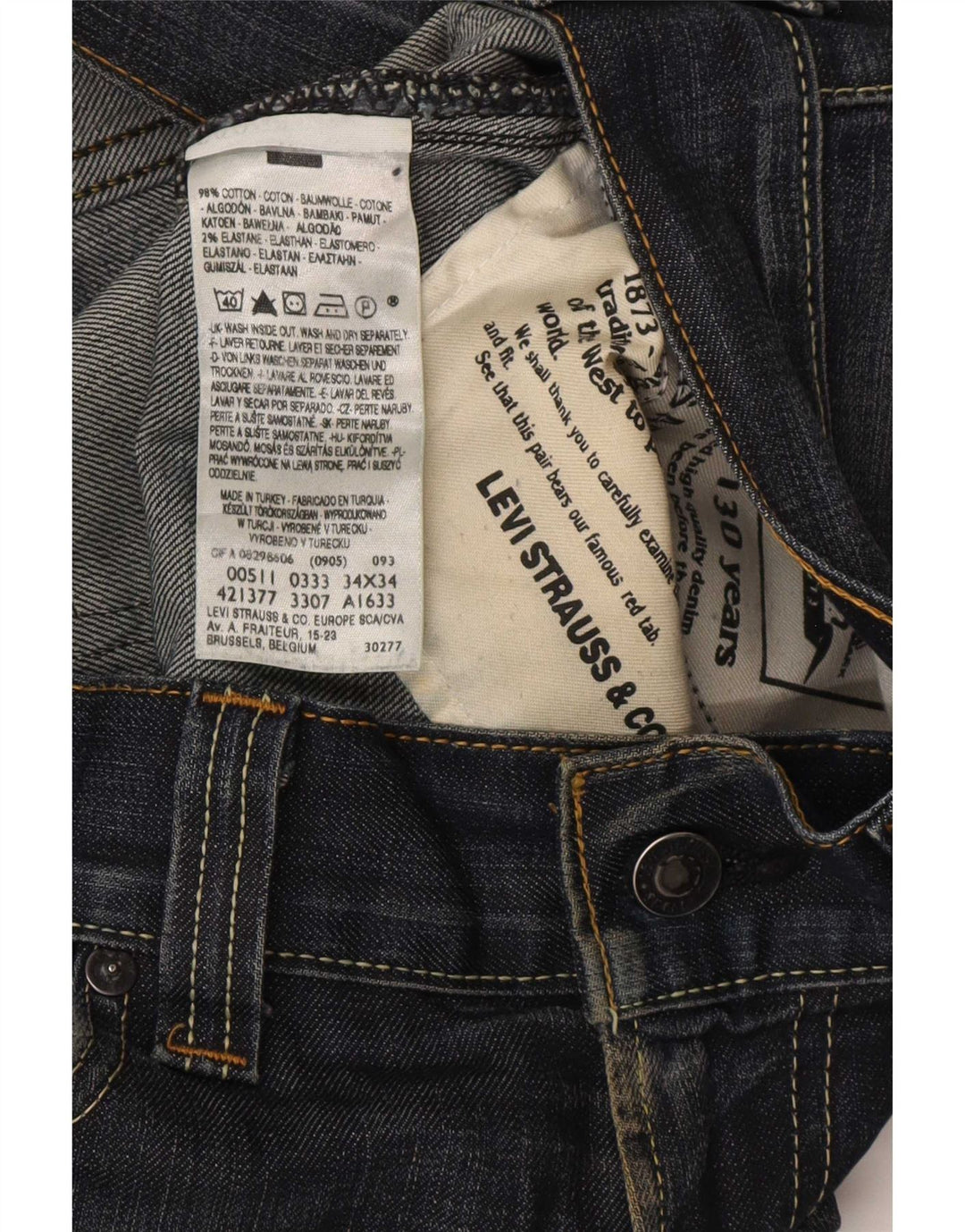 Męskie jeansy Levi's 511 Slim W34 L34 Granatowa bawełna
