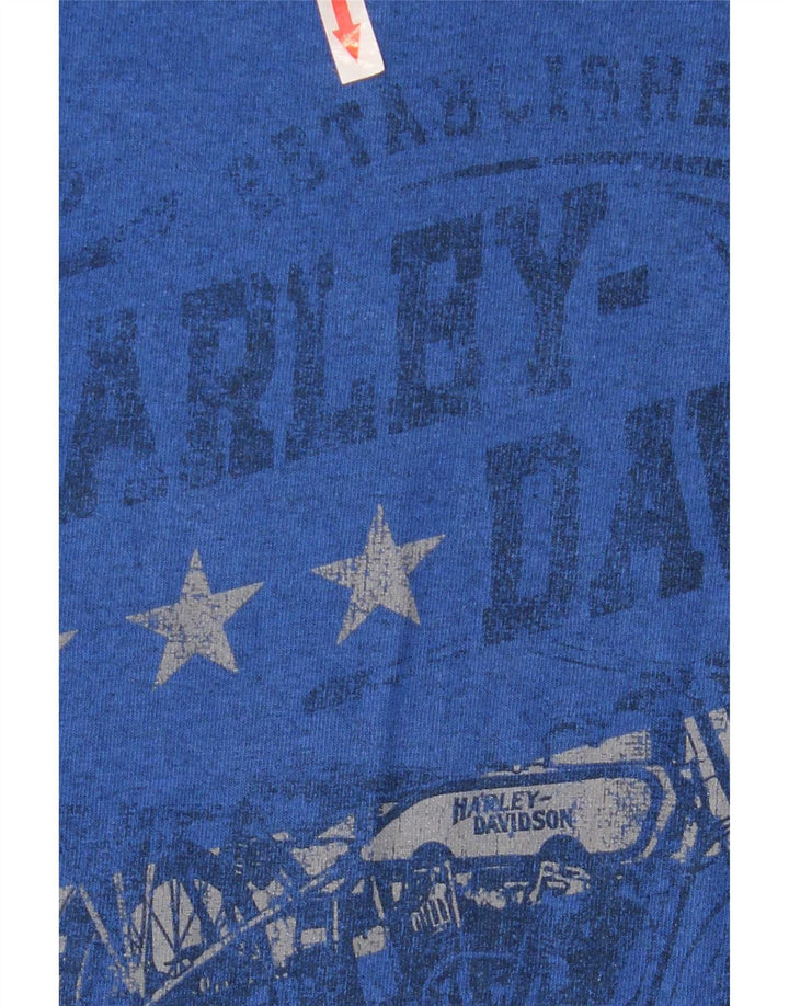 Męska koszulka z grafiką Harley Davidson, mały niebieski motocykl