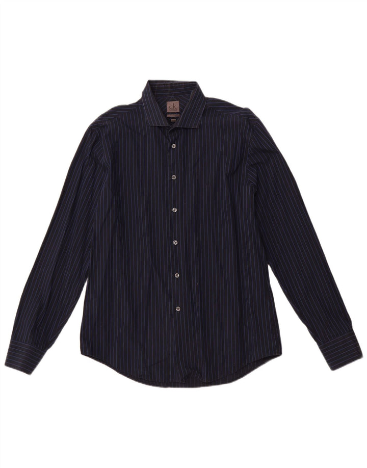 Koszula męska CALVIN KLEIN o dopasowanym kroju, rozmiar 16 41, duża, bawełniana w granatowe paski