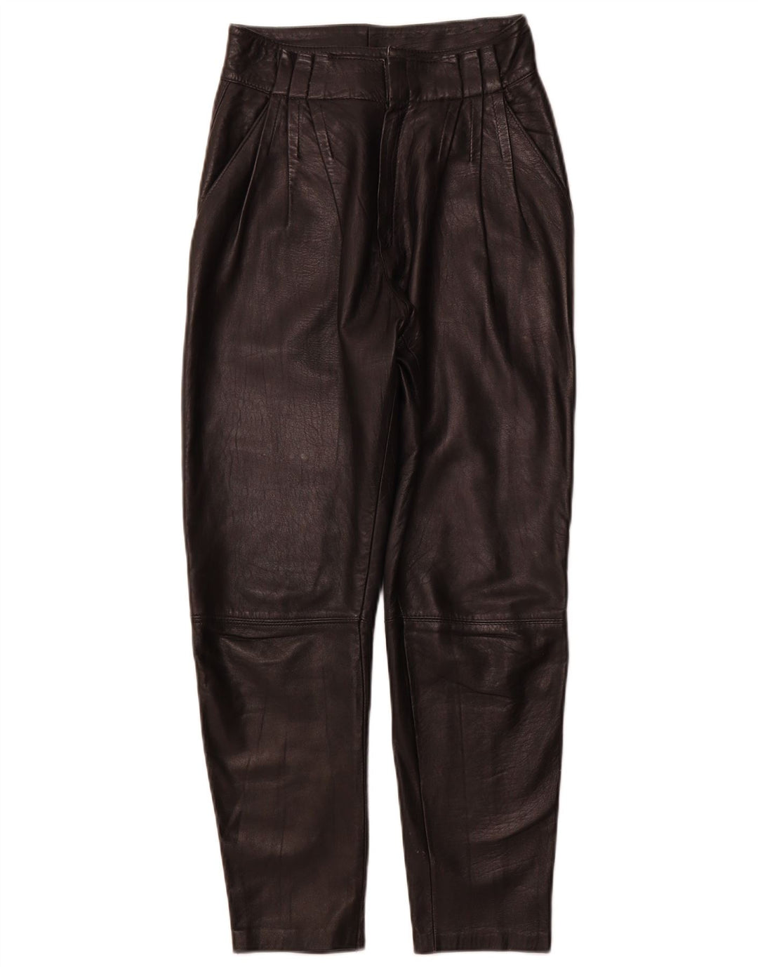 Damskie spodnie skórzane VINTAGE IT 44 Medium W26 L26 Czarna skóra