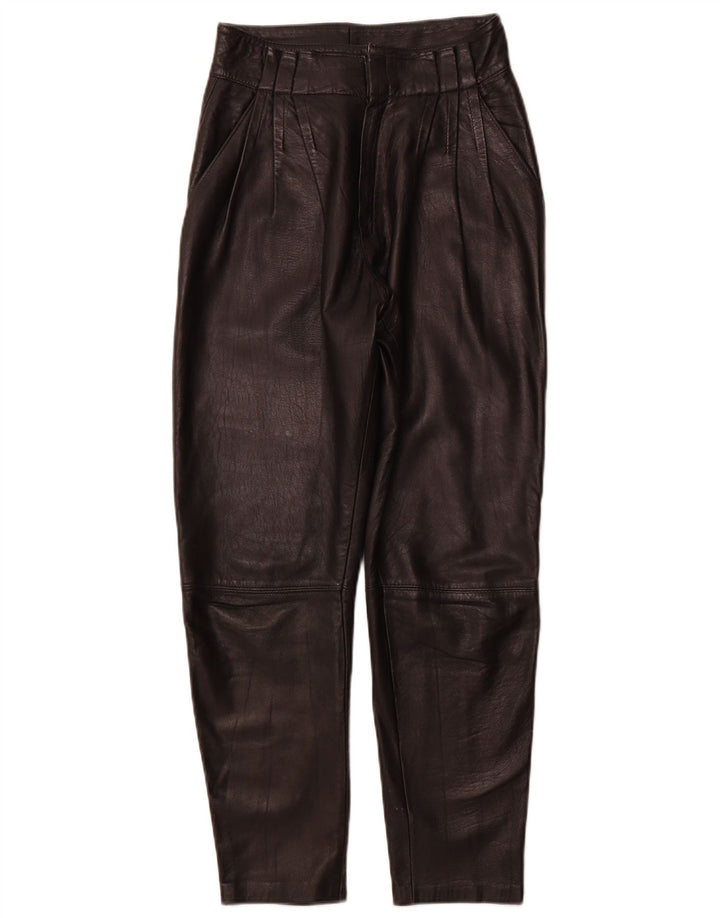 Damskie spodnie skórzane VINTAGE IT 44 Medium W26 L26 Czarna skóra