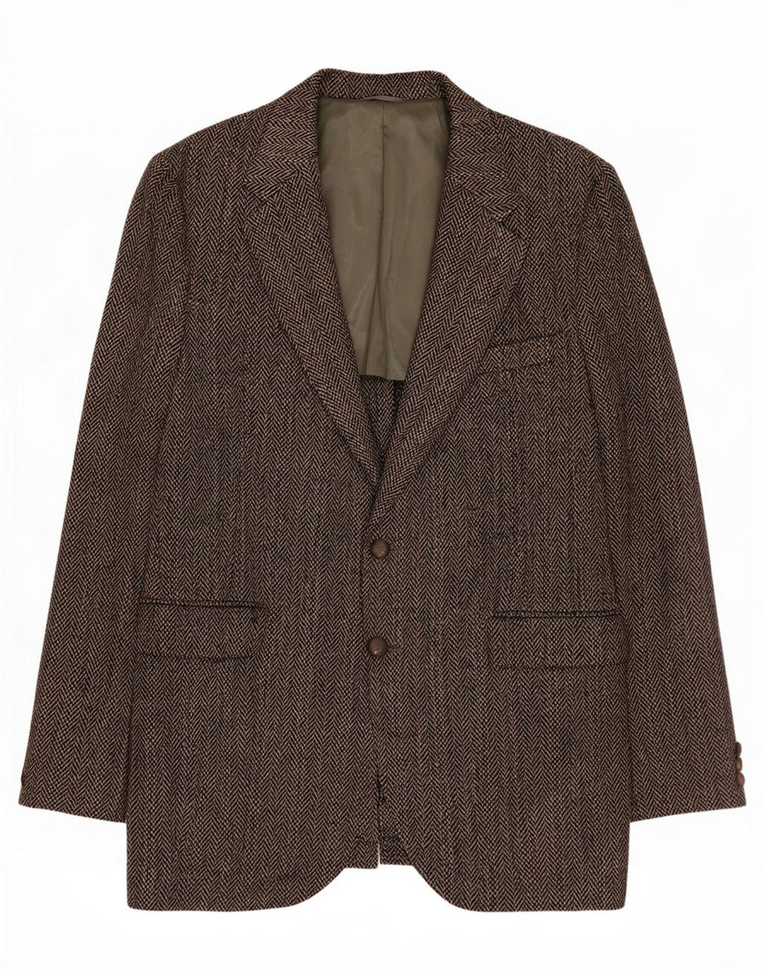 Męska marynarka zapinana na 2 guziki Harris Tweed UK 40 Duża szara wełna w jodełkę