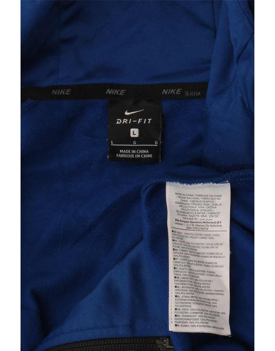 Męski sweter z kapturem i zamkiem błyskawicznym Nike Dri Fit, duży niebieski poliester