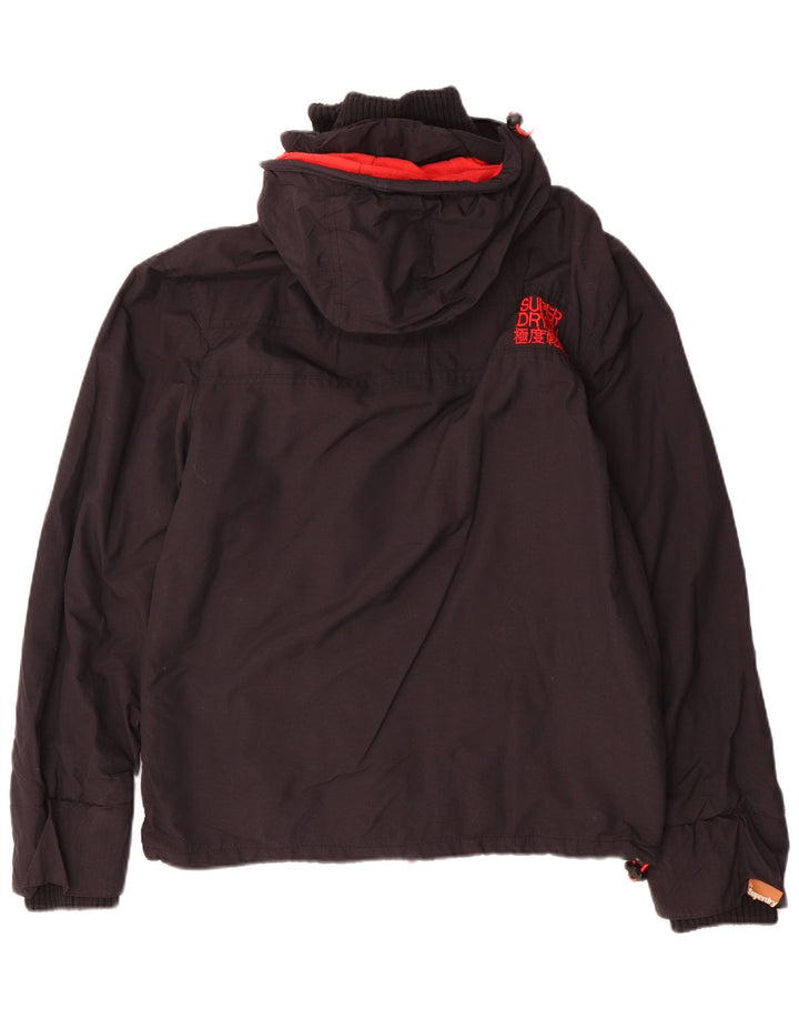 SUPERDRY Męska kurtka wiatrówka z kapturem The Windcheater UK 40, duża czarna