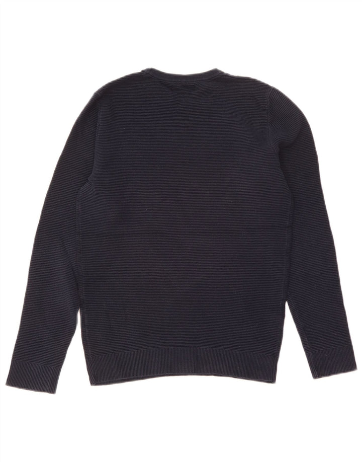 Męski sweter z okrągłym dekoltem Zara, mały, granatowy, bawełniany