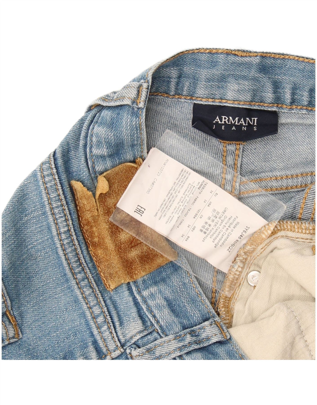 Męskie proste dżinsy Armani W34 L32 Niebieskie bawełniane