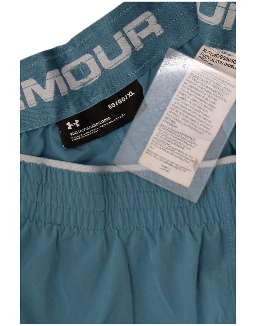 Męskie spodenki sportowe UNDER ARMOUR XL, niebieski, poliester z blokami kolorów