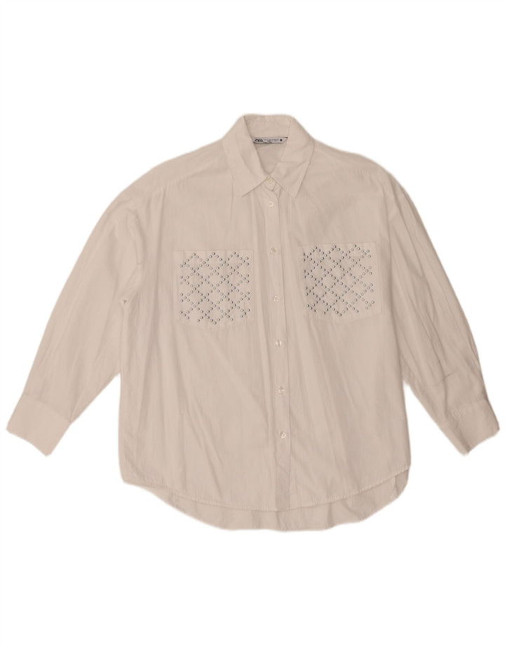 Damska koszula oversize Zara UK 6 XS, biała bawełna