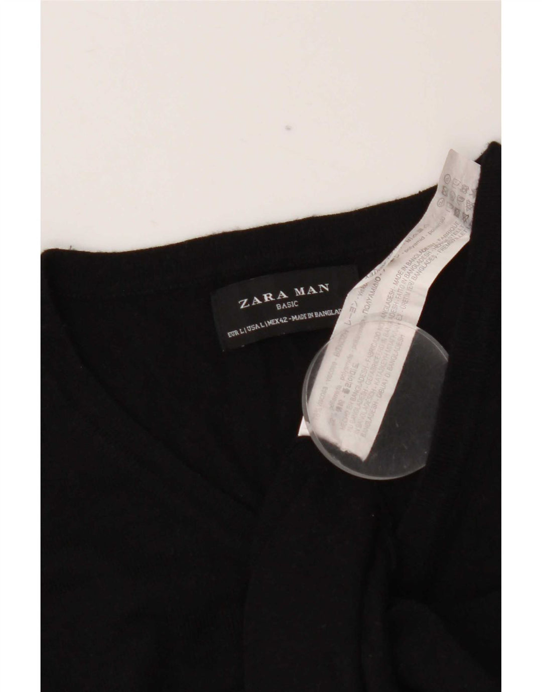 Męski sweter Zara z dekoltem w kształcie litery V, duży, czarny, wiskozowy