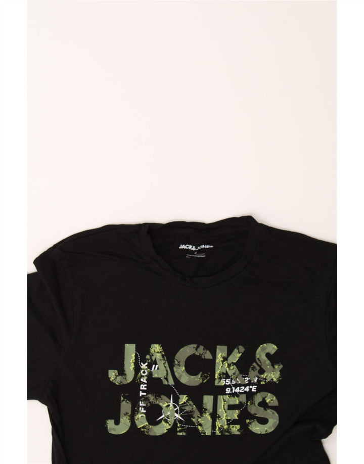 JACK & JONES Mens Graphic T-Shirt Top Medium Black Cotton Vintage Jack & Jones and Second-Hand Jack & Jones from Messina Hembry 