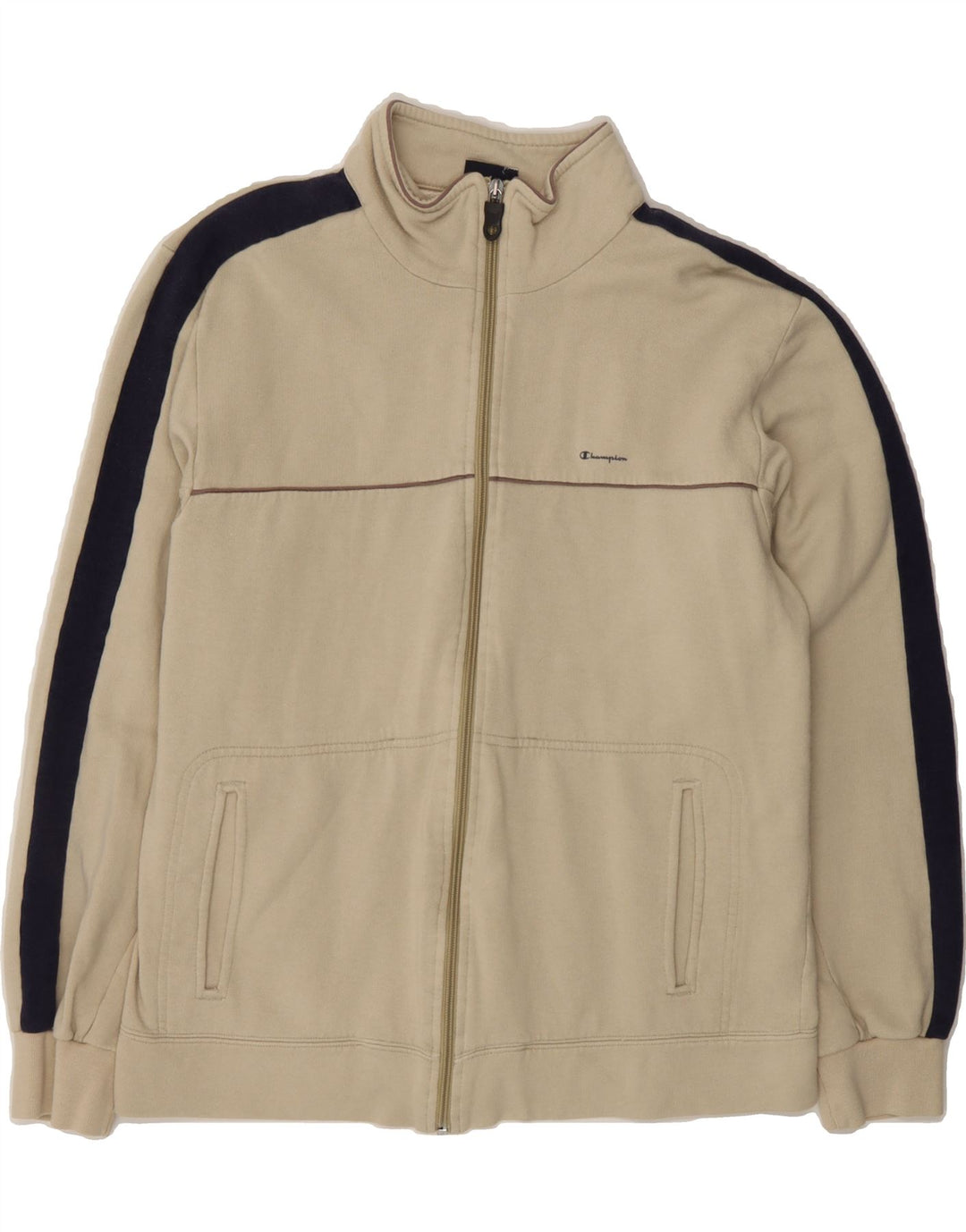CHAMPION Womens Tracksuit Top Jacket UK 16 Large Beige Colourblock Vintage Champion and Second-Hand Champion from Messina Hembry 