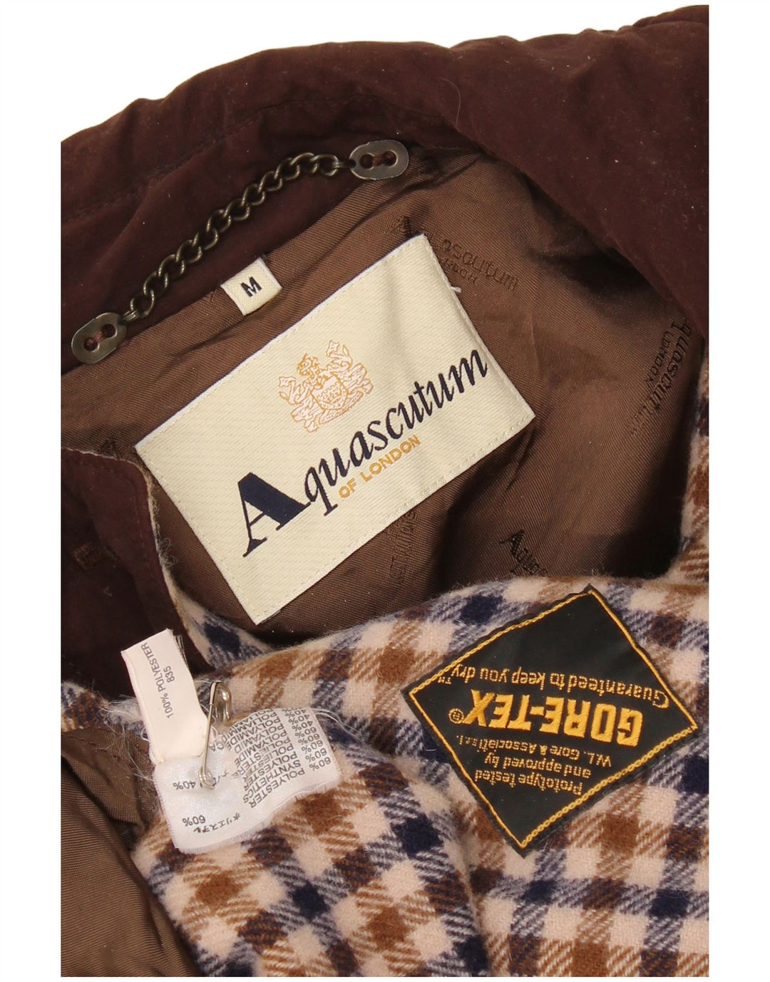 Damski płaszcz oversize Aquascutum Gore-Tex UK 14, średni brązowy poliester