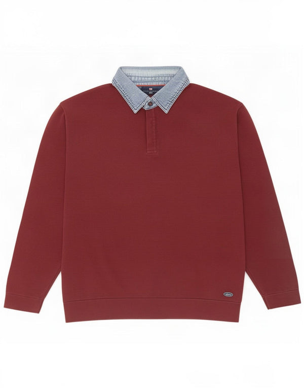 Marks & Spencer Męski sweter polo Blue Harbor, duży, bordowy