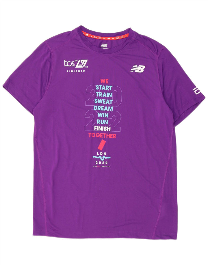 Męska koszulka z grafiką New Balance, średni fioletowy poliester