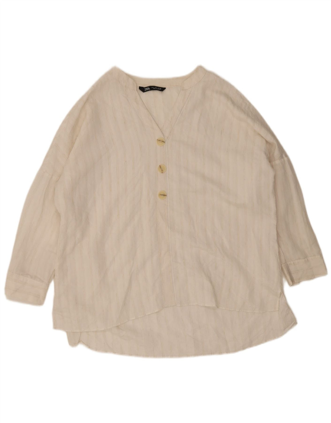 Damska bluzka oversize z rękawem 3/4 Zara UK 16 w duże białe paski