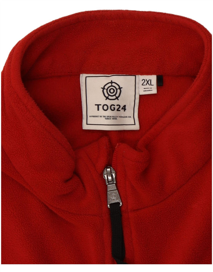 Męski sweter polarowy TOG 24 z zamkiem błyskawicznym, 2XL, czerwony poliester