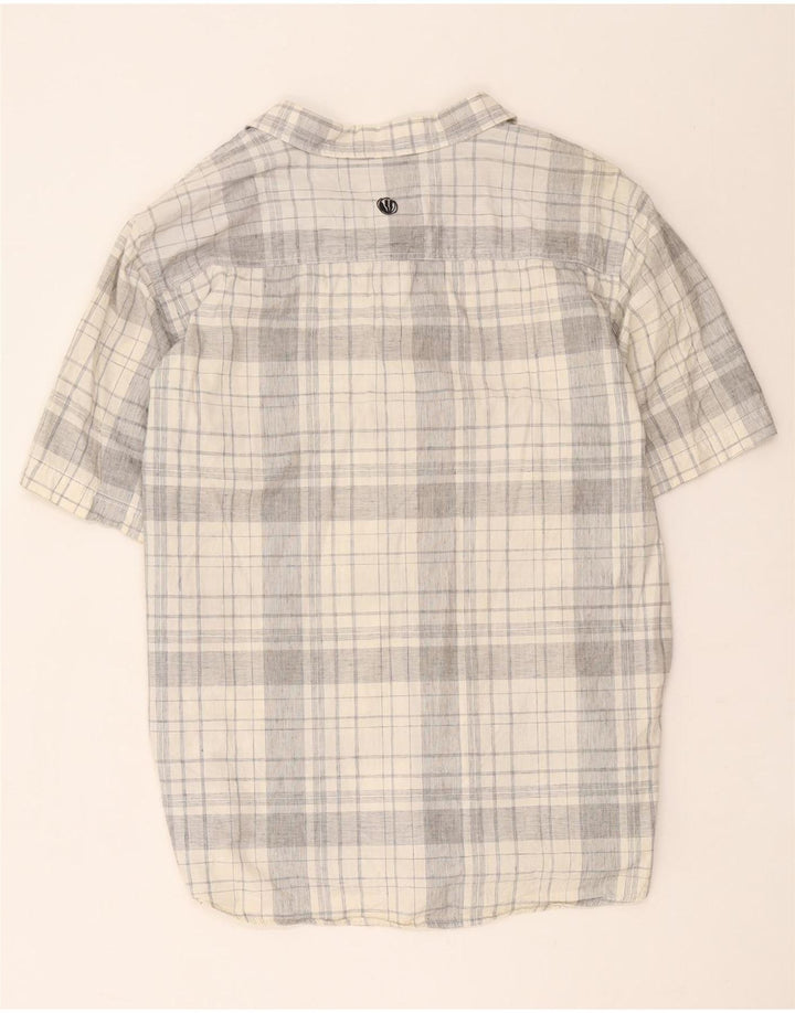 Męska koszula z krótkim rękawem Fat Face 2XL, szara, bawełniana kratka