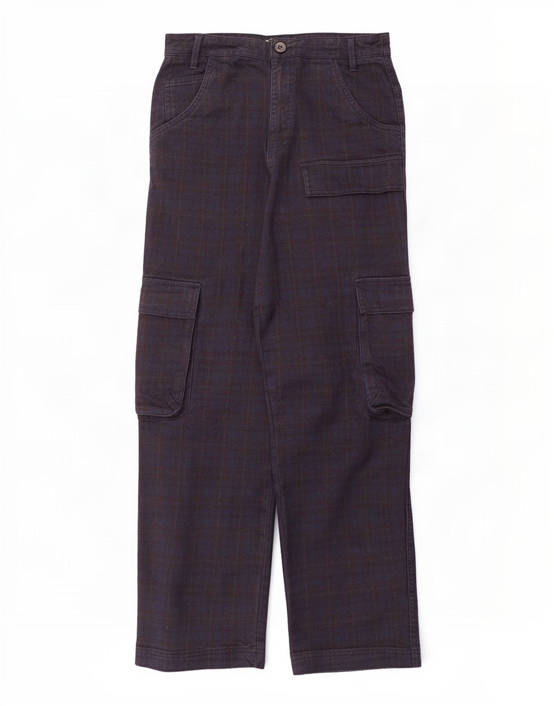 Spodnie damskie Zara Straight Cargo Medium W28 L28 Granatowa kratka