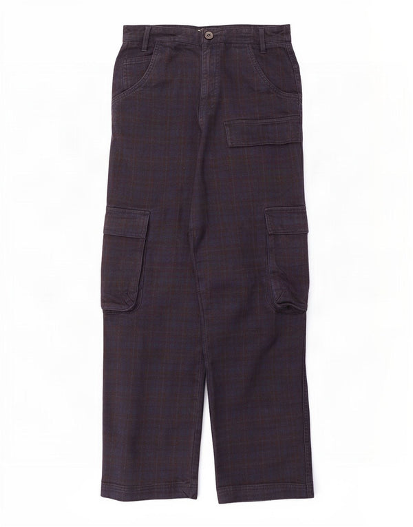 Spodnie damskie Zara Straight Cargo Medium W28 L28 Granatowa kratka