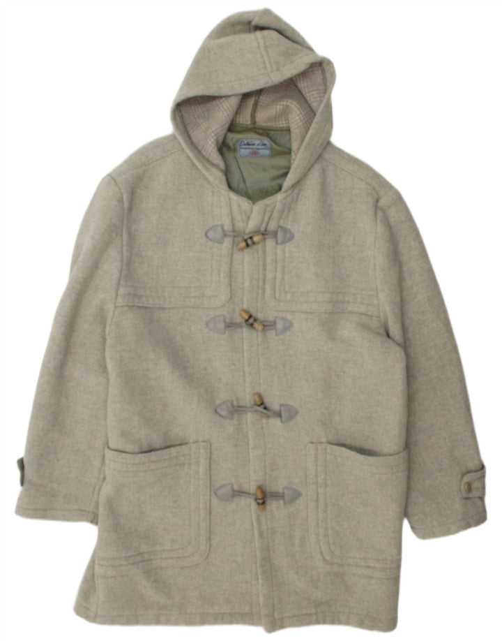 Męski płaszcz z kapturem i zamkiem błyskawicznym UK 42 XL, wełna khaki