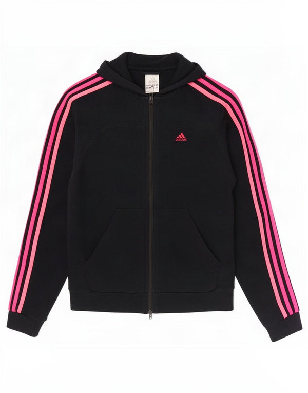 Adidas Dziewczęcy sweter z kapturem i zamkiem błyskawicznym 13-14 lat, czarna bawełna