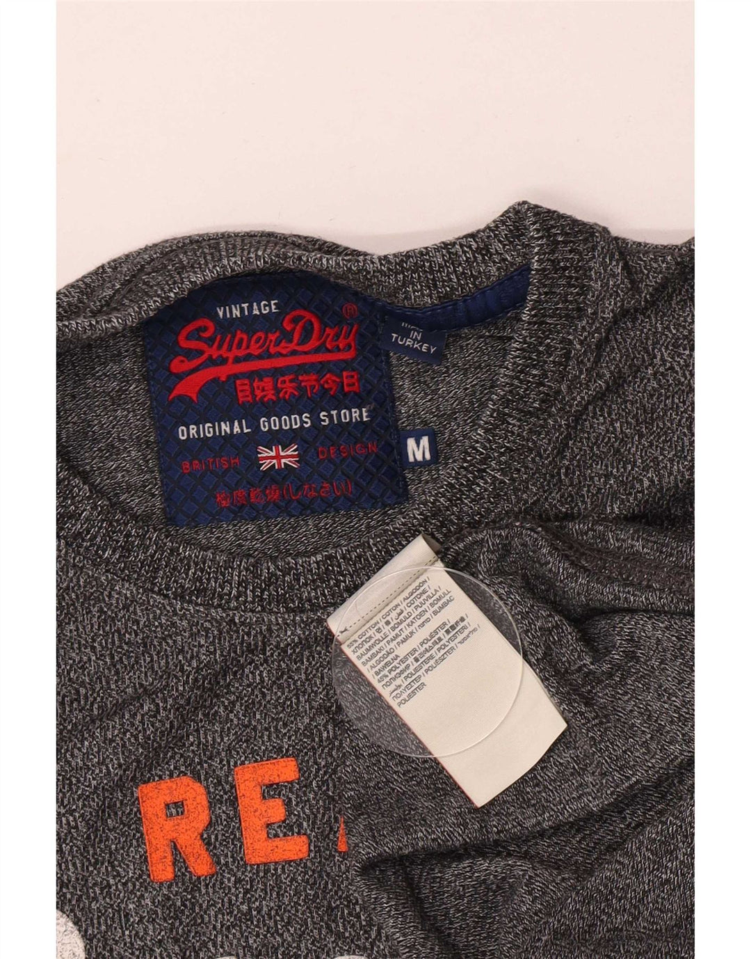 Męski T-shirt Superdry z grafiką, średnioszary, bawełniany w cętki