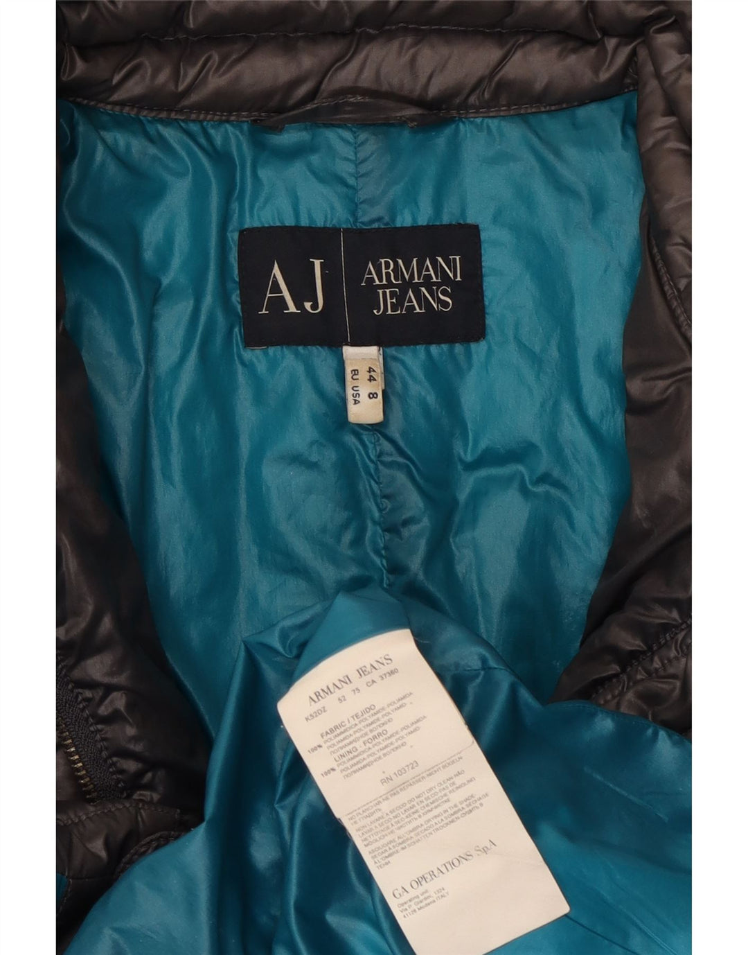 Damski ocieplany płaszcz Armani Jeans US 8 Średni szary poliamid