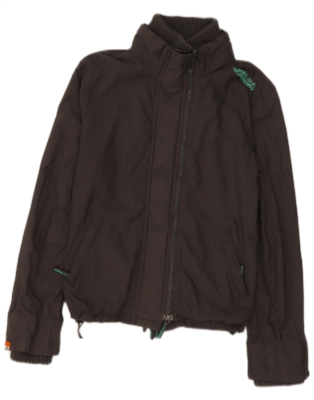 Damska kurtka bomber Superdry UK 16, duża, szara nylonowa