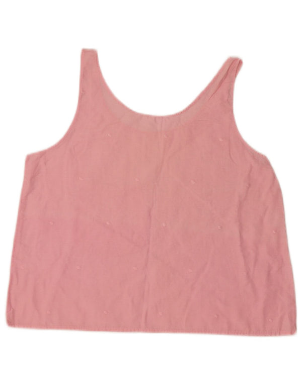 Damska bluzka bez rękawów w stylu vintage, UK 16, duża, różowa, w kwiaty