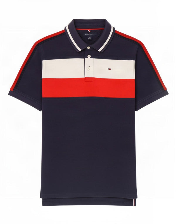Chłopięca koszulka polo Tommy Hilfiger 12-13 lat, duża, granatowa, z blokami kolorów