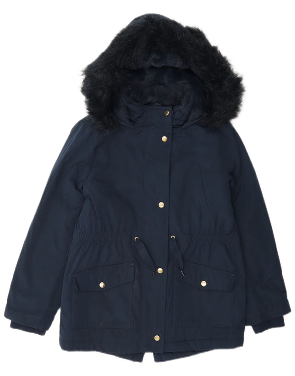 Kurtka dziewczęca Marks & Spencer z kapturem Sherpa Parka 8-9 lat granatowa