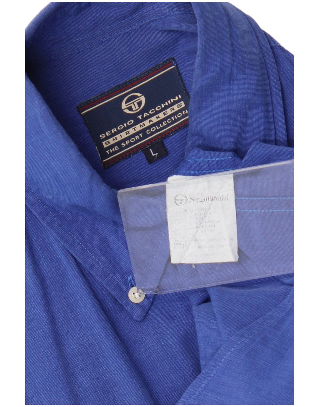 Męska koszula z krótkim rękawem Sergio Tacchini, duża, niebieska, bawełniana