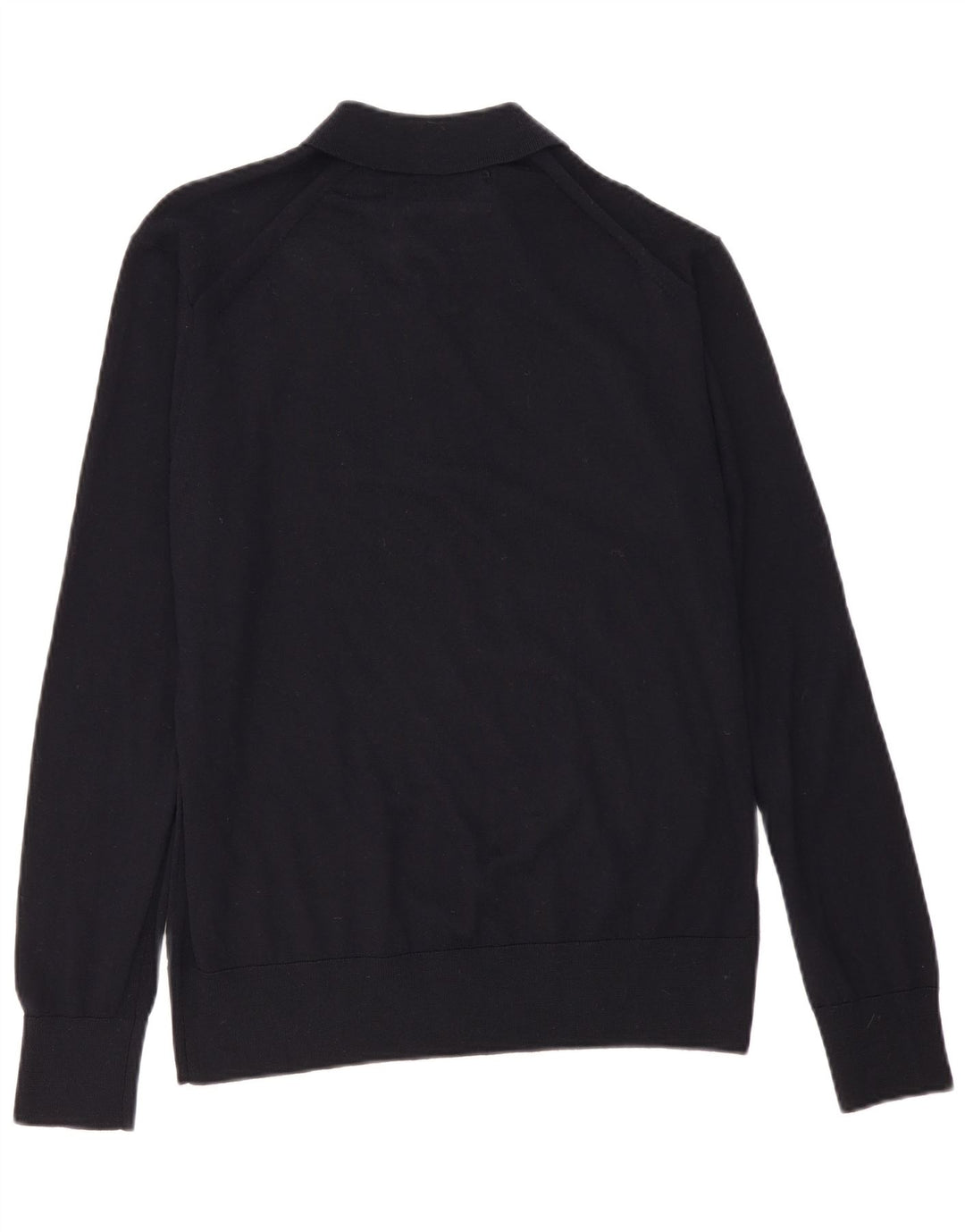 Męski sweter z dekoltem w stylu vintage, średni granatowy, wełna merynosowa