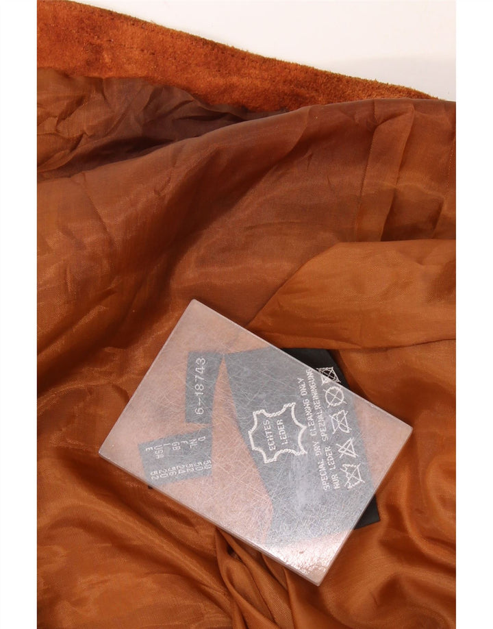 Zamszowa kamizelka damska VINTAGE UK 24 4XL Brązowa skóra