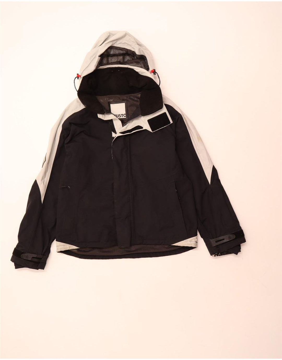 Męska kurtka przeciwdeszczowa z kapturem Musto UK 40, duża, czarna, z blokami kolorów, poliamid