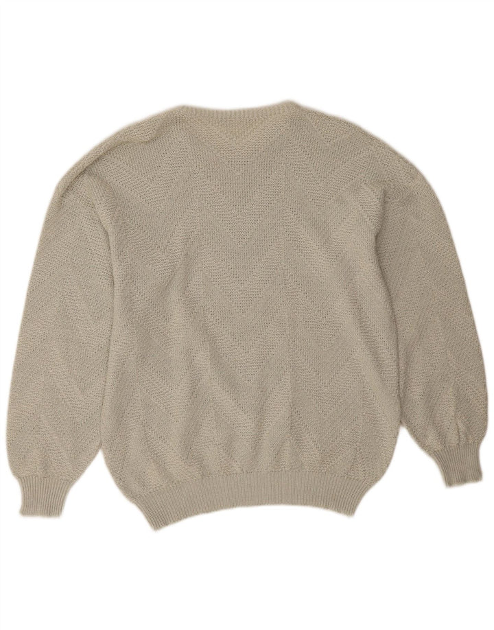 Vintage męski sweter z wycięciem pod szyją, duży szary
