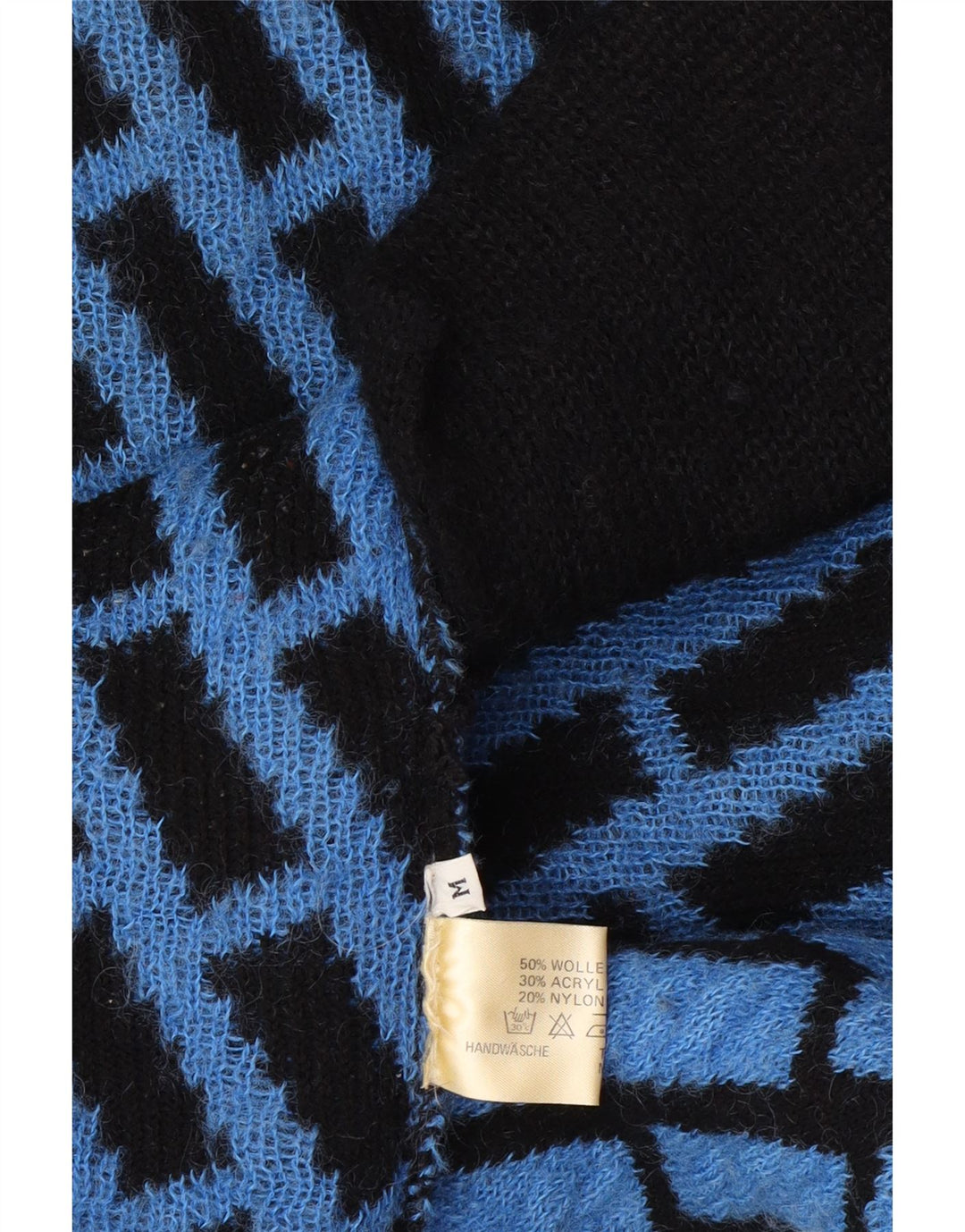 Vintage damski długi sweter oversize UK 14 w średnią niebieską kratkę