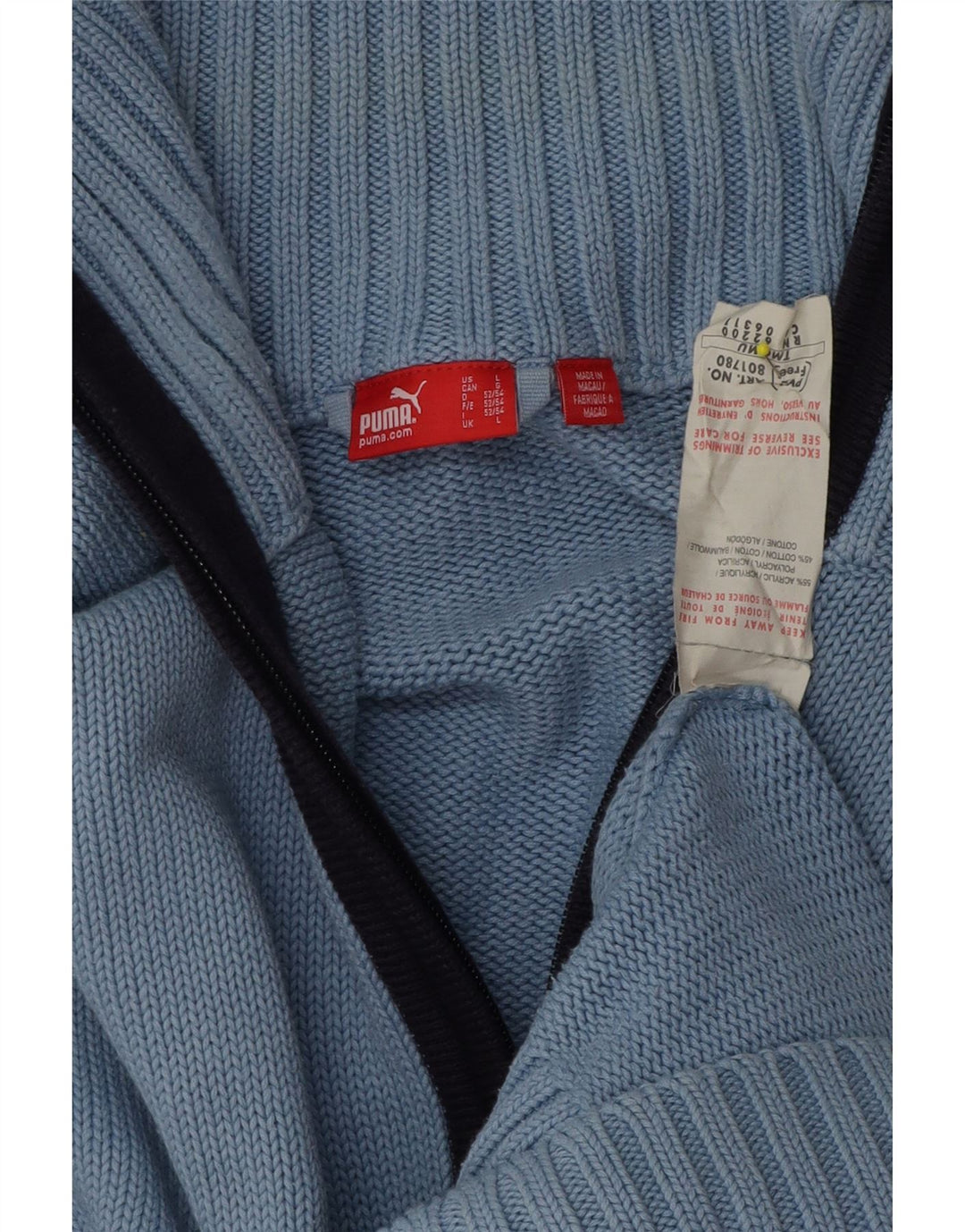 Męski sweter puma, duży, niebieski akryl